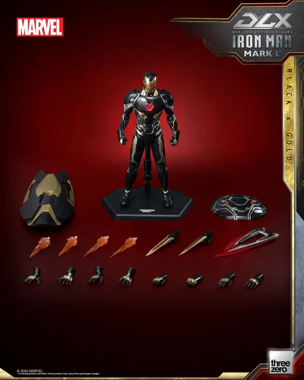 threezero X 漫威：DLX 鐵甲奇俠MARK 50（黑金版）｜高可動合金人偶